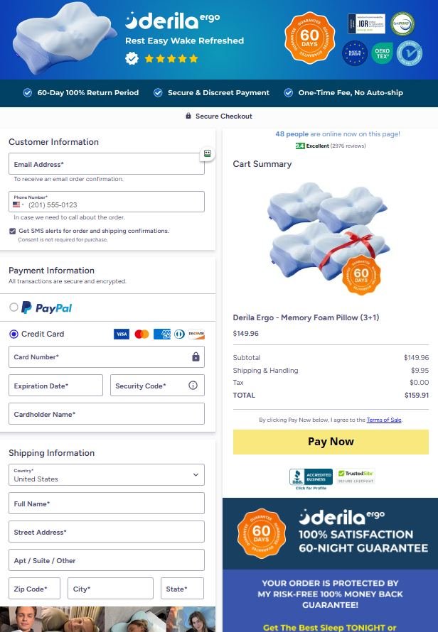 Derila Pillow - secure Order Page